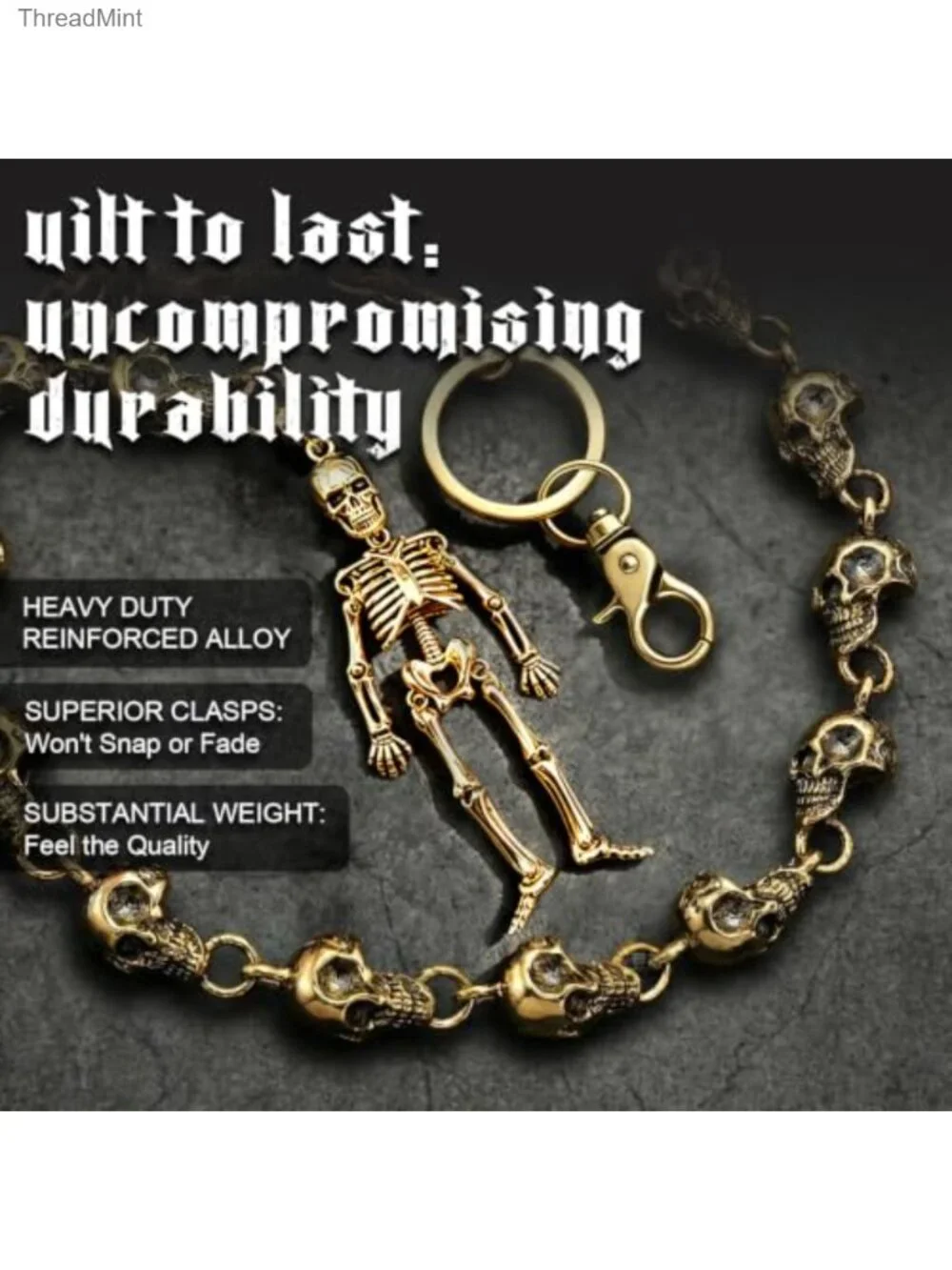 Heavy Metal Skull Wallet Chain Men Gothic Punk Biker Pant Jean Chain 24in